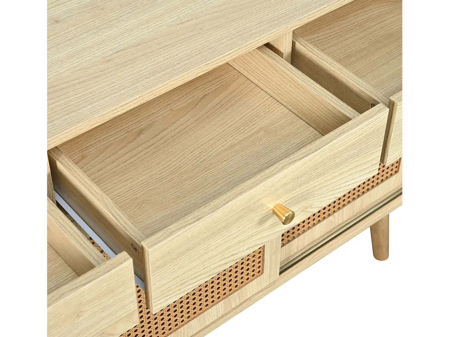 Cómoda aparador alto 120x40x78 cm con 3 puertas correderas y 3 cajones en MDF - Natural Claro
