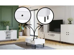 Cómoda Aparador Blanca de 4 Puertas – 100x113x40 cm – Patas Negras y Gran Capacidad