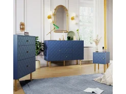 Cómoda azul marino con 2 puertas, 3 cajones, balda regulable, 83x120x40 cm
