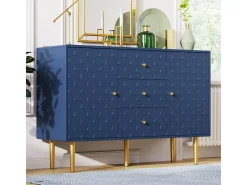 Cómoda azul marino con 2 puertas, 3 cajones, balda regulable, 83x120x40 cm