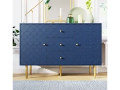Cómoda azul marino con 2 puertas, 3 cajones, balda regulable, 83x120x40 cm