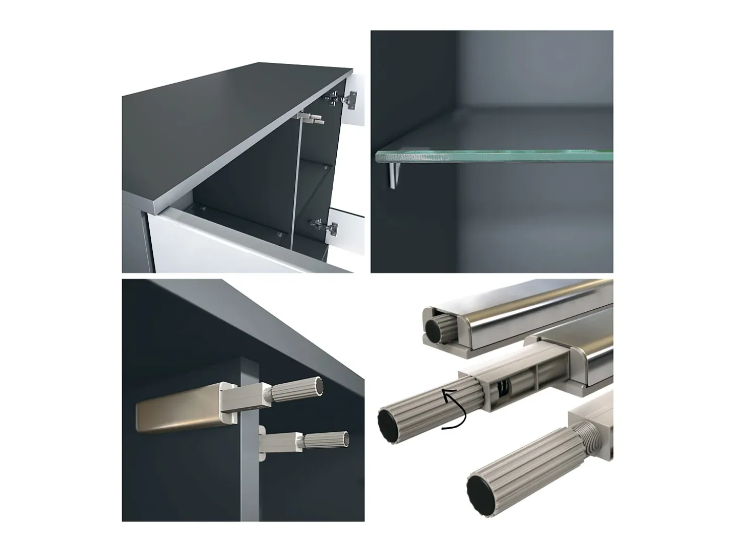 Cómoda Bari V3, Moderno armario de cocina con 2 grandes puertas de cristal antracita mate / burdeos de alto brillo (92,5 x 73.5 x 35)