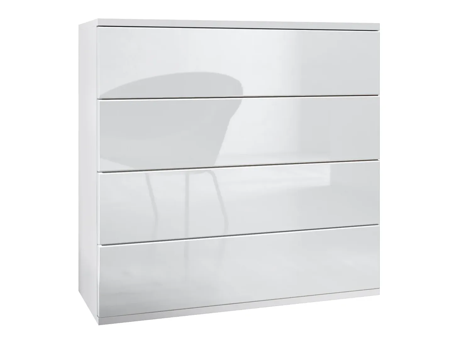 Cómoda colgante Pavos V3, Aparador con 4 cajones blanco mate/blanco de alto brillo (76 x 76 x 35 cm)