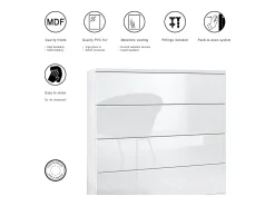 Cómoda colgante Pavos V3, Aparador con 4 cajones blanco mate/antracita mate (76 x 76 x 35 cm)