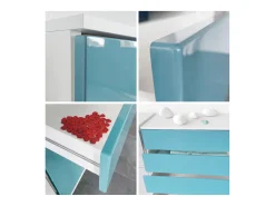 Cómoda colgante Pavos V3, Aparador con 4 cajones blanco mate/antracita mate (76 x 76 x 35 cm)