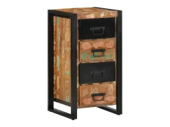 Cómoda de madera maciza reciclada multicolor 40x40x75 cm