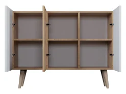 Cómoda Rolia 3 puertas 120 cm-Color Natural y blanco