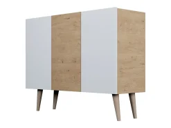 Cómoda Rolia 3 puertas 120 cm-Color Natural y blanco
