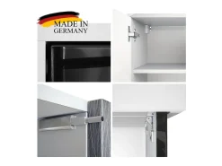 Cómoda Vladon Cuba - blanco mate/gris claro satinado - Aparador moderno para su salón - (AnxAlxPr) 182x53x35 cm