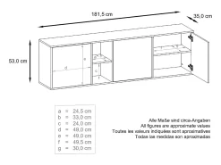 Cómoda Vladon Cuba - blanco mate/burdeos de alto brillo con LED - Aparador moderno para su salón - (AnxAlxPr) 182x53x35 cm