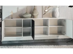 Cómoda Vladon Cuba - blanco mate/blanco mate con LED - Aparador moderno para su salón - (AnxAlxPr) 182x53x35 cm
