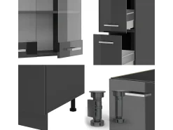 Cocina antracita brillo intenso/antracita 350x60x81.6 r-line