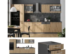 Cocina roble artesanal/antracita 350x60x81.6 r-line