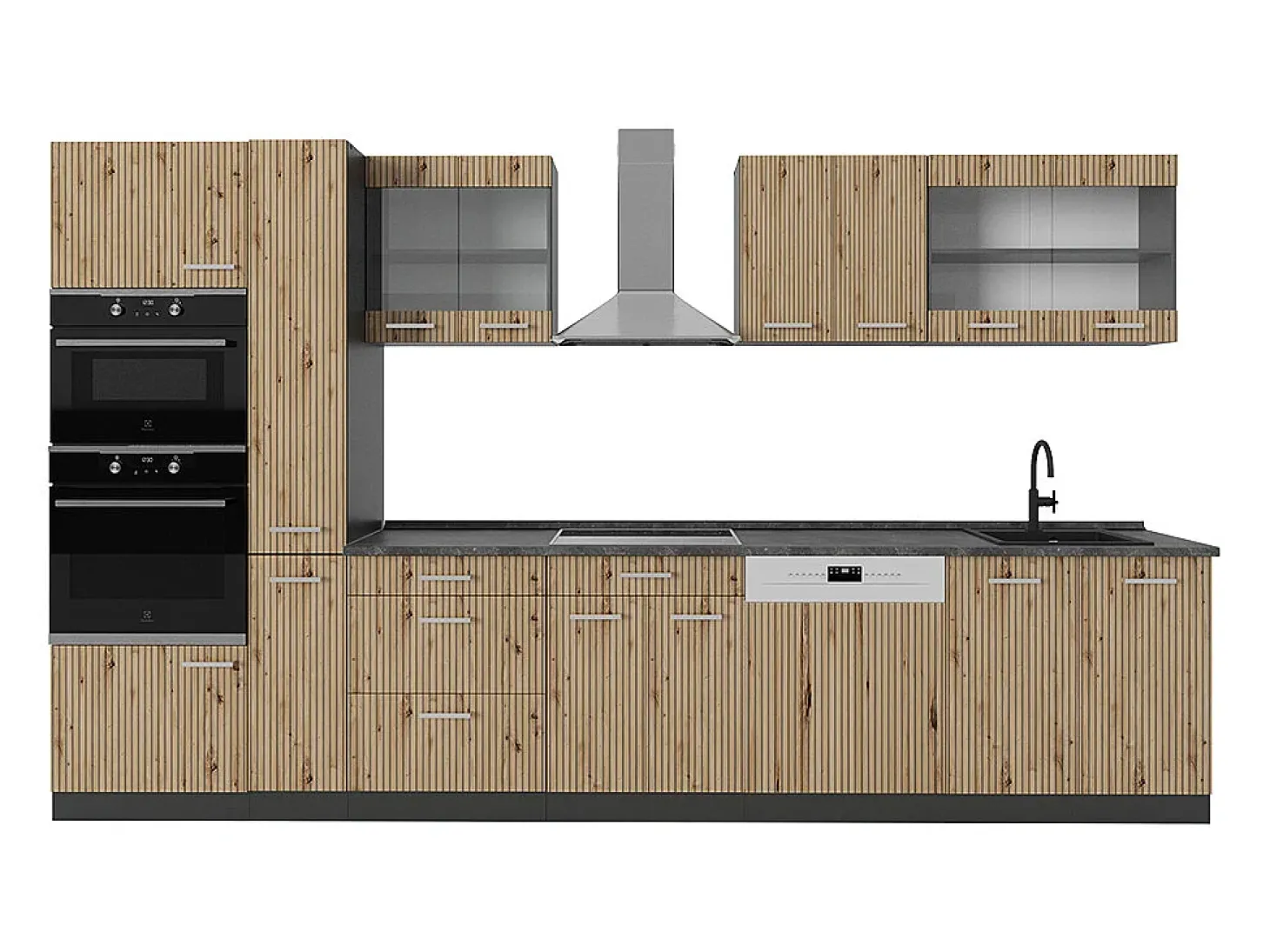 Cocina roble artesanal/antracita 350x60x81.6 r-line