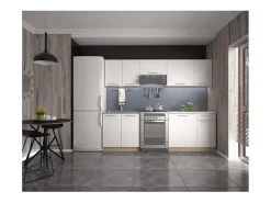 Cocina blanca con encimera de roble RUSTICA