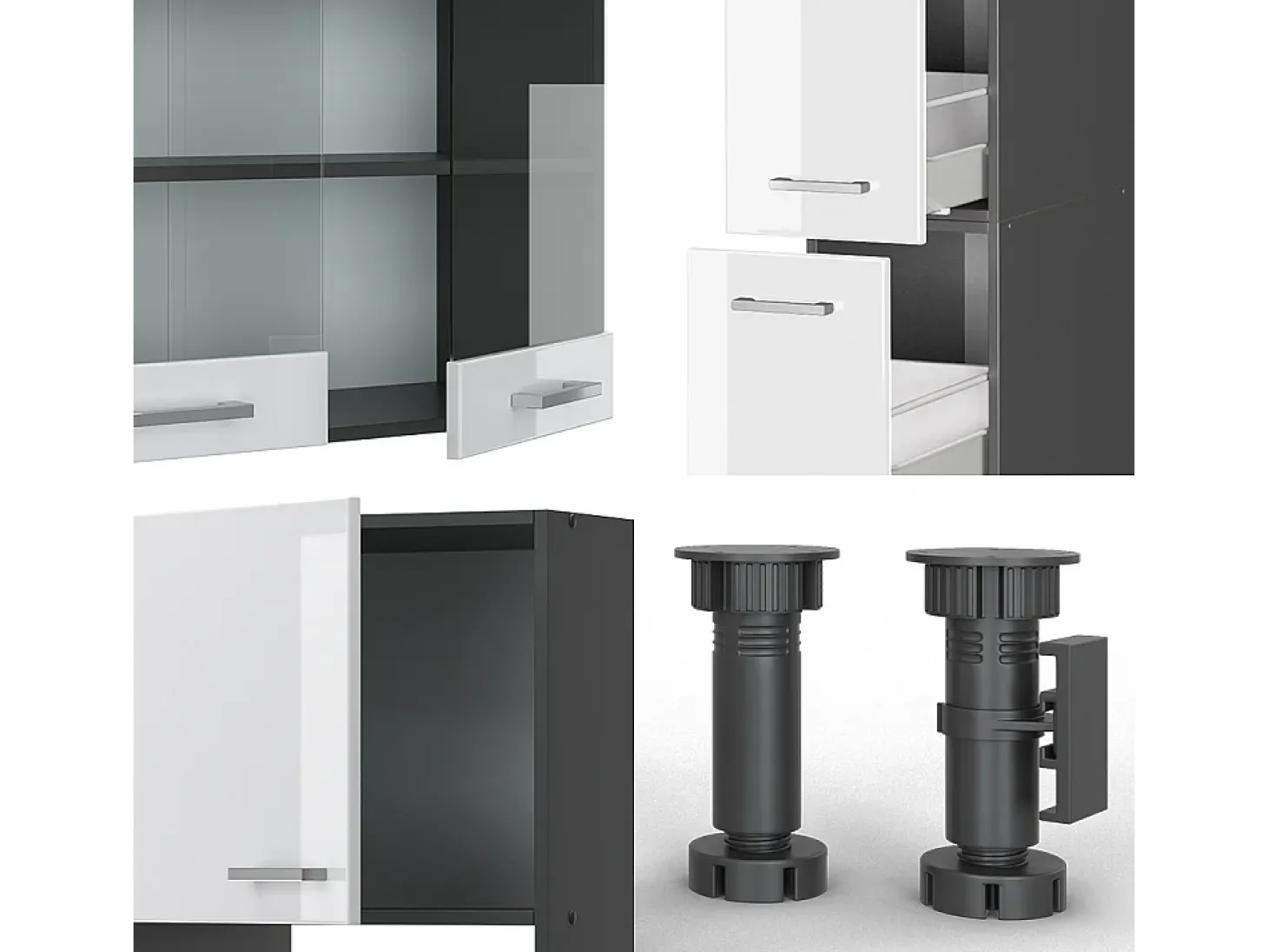 Cocina blanco brillo/antracita 350x60x81.6 r-line