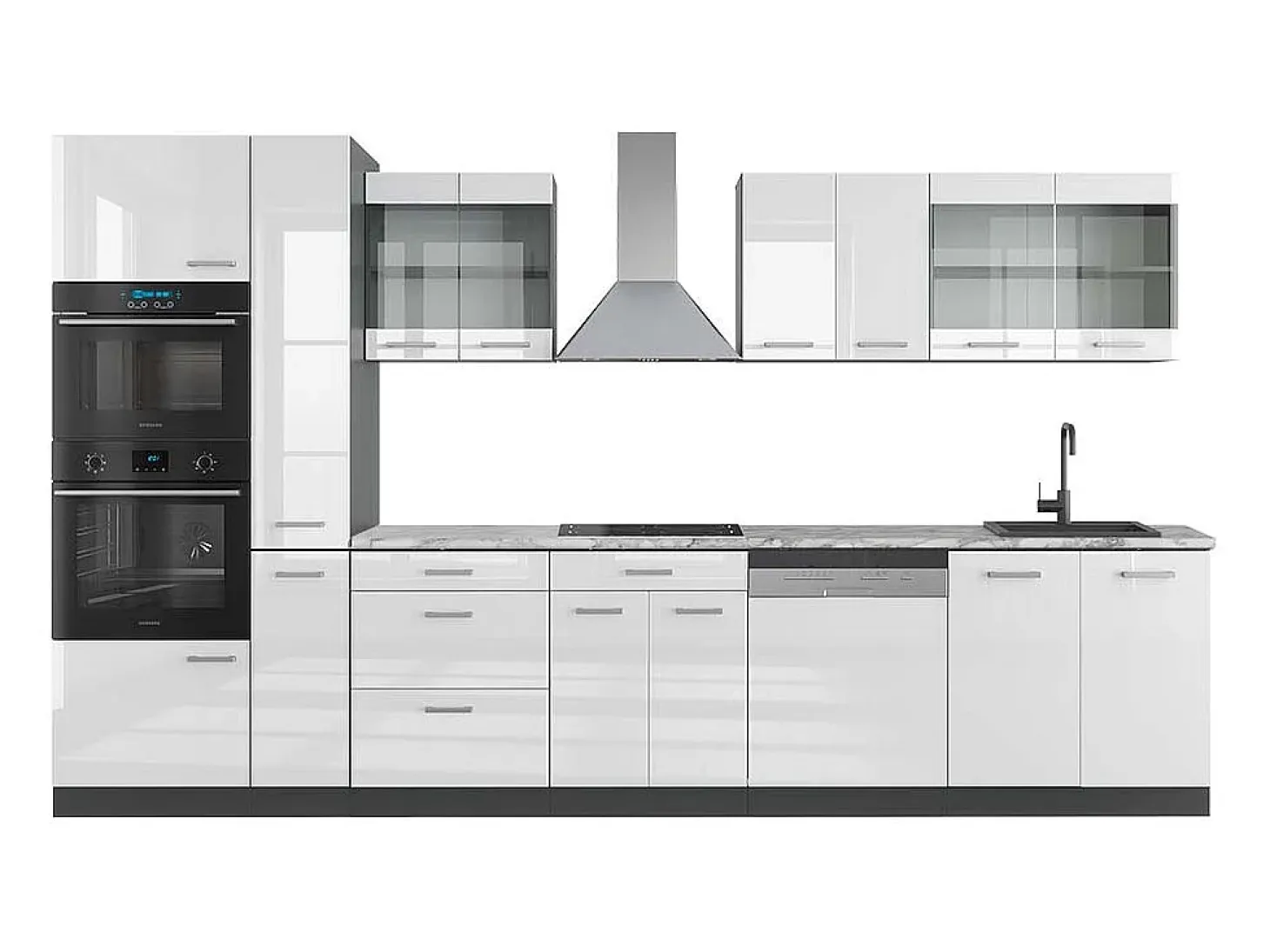 Cocina blanco brillo/antracita 350x60x81.6 r-line