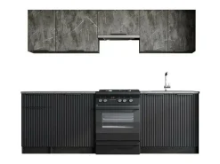 Cocina Bérangère 240 cm mármol y gris