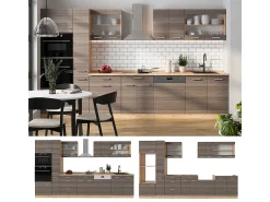 Cocina completa gris noble/roble dorado 350x60x81.6 r-line