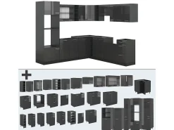 Cocina esquinera antracita brillo intenso/antracita 247x46x81.6 r-line