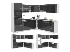 Cocina esquinera antracita brillo intenso/blanco 247x46x81.6 r-line
