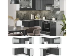 Cocina esquinera antracita-oro/blanco 190x46x81.6 fame-line