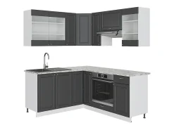 Cocina esquinera antracita-oro/blanco 190x46x81.6 fame-line
