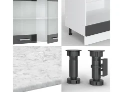 Cocina esquinera antracita brillo intenso/blanco 287x60x81.6 r-line