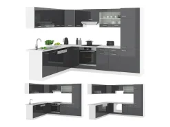 Cocina esquinera antracita brillo intenso/blanco 287x60x81.6 r-line