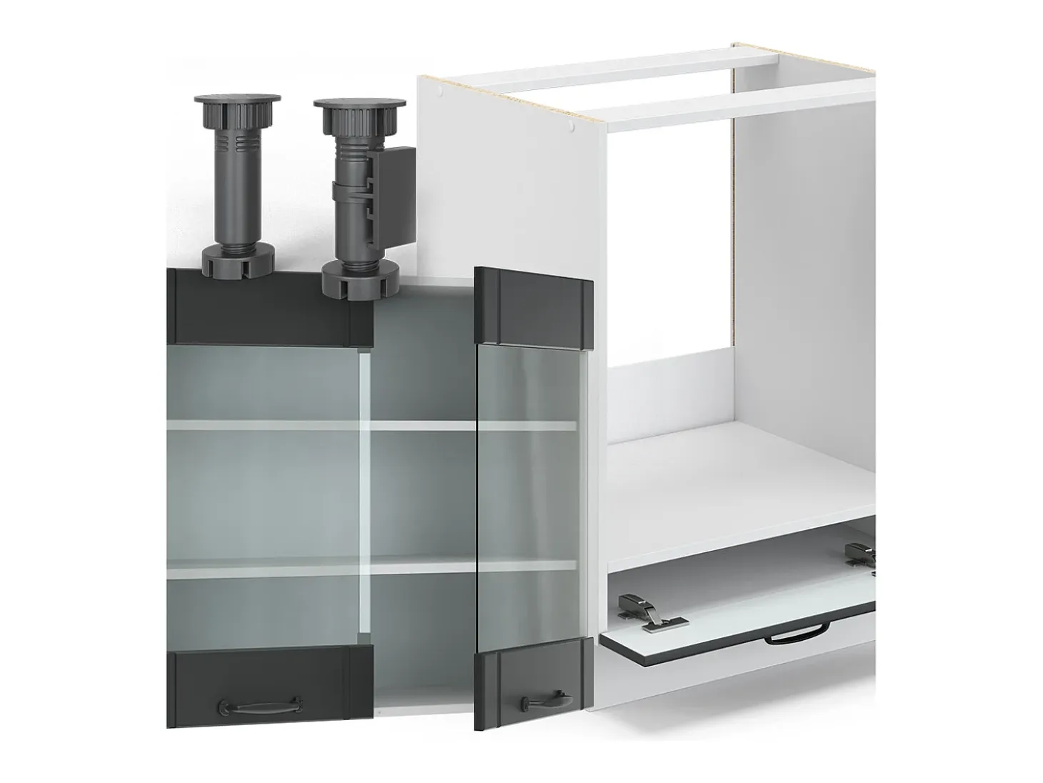 Cocina esquinera antracita casa de campo/blanco 190x60x81.6 fame-line