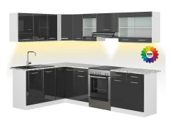 Cocina esquinera antracita brillo intenso/blanco 270x60x81.6 rick