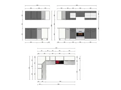 Cocina esquinera antracita brillo intenso/blanco 270x60x81.6 rick