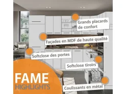 Cocina esquinera antracita casa de campo/blanco 190x60x81.6 fame-line