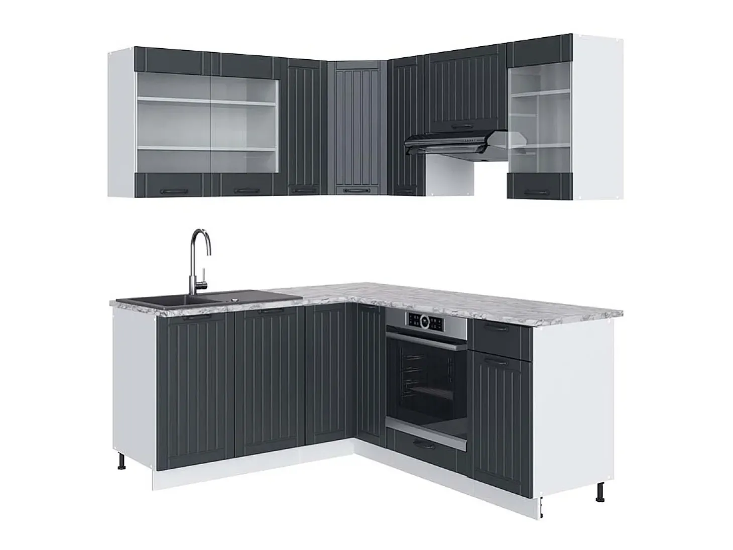 Cocina esquinera antracita casa de campo/blanco 190x60x81.6 fame-line