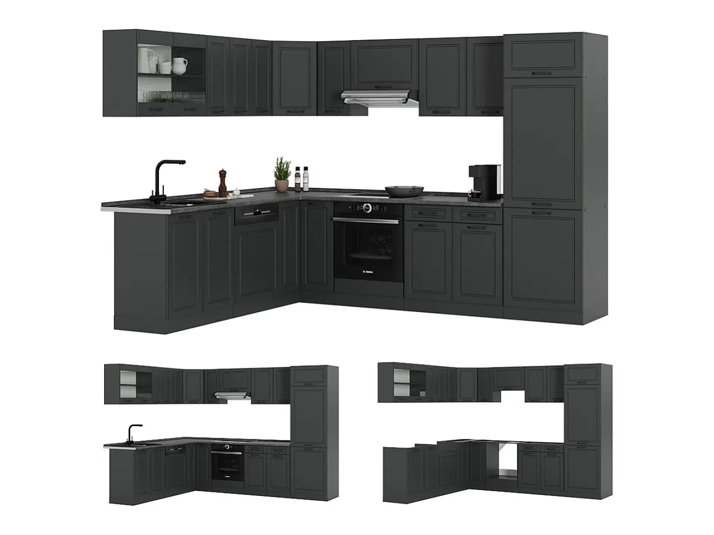 Cocina esquinera antracita casa de campo/antracita 287x46x81.6 r-line