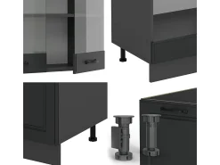 Cocina esquinera antracita casa de campo/antracita 287x46x81.6 r-line