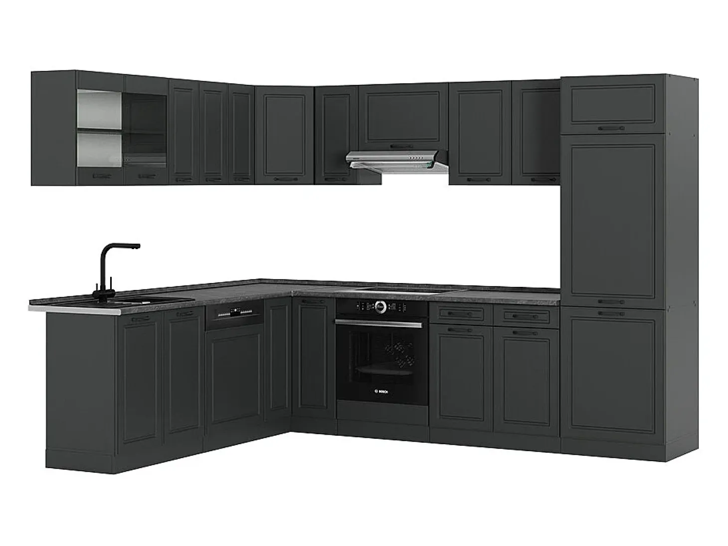 Cocina esquinera antracita casa de campo/antracita 287x46x81.6 r-line