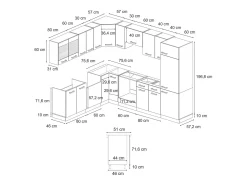 Cocina esquinera antracita casa de campo/antracita 287x60x81.6 r-line