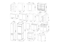 Cocina esquinera antracita brillo intenso/blanco 347x46x81.6 fame-line