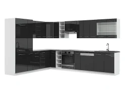 Cocina esquinera antracita brillo intenso/blanco 347x46x81.6 fame-line