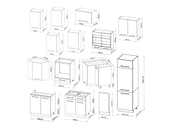 Cocina esquinera antracita alto brillo 287x46x81.6 fame-line