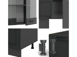 Cocina esquinera antracita casa de campo/antracita 247x60x81.6 r-line