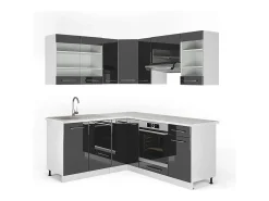 Cocina esquinera antracita alto brillo 190x46x81.6 fame-line