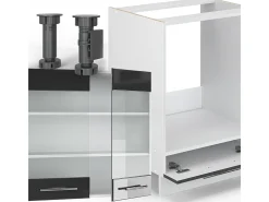 Cocina esquinera antracita alto brillo 190x46x81.6 fame-line