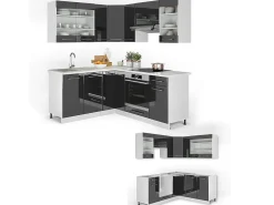 Cocina esquinera antracita alto brillo 190x46x81.6 fame-line