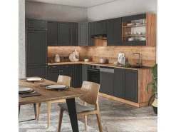 Cocina esquinera antracita casa de campo/roble kraft dorado 227x60x81.6 fame-line