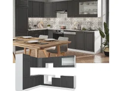 Cocina esquinera antracita-oro/blanco 287x46x81.6 fame-line
