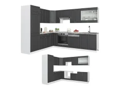 Cocina esquinera antracita-oro/blanco 287x46x81.6 fame-line