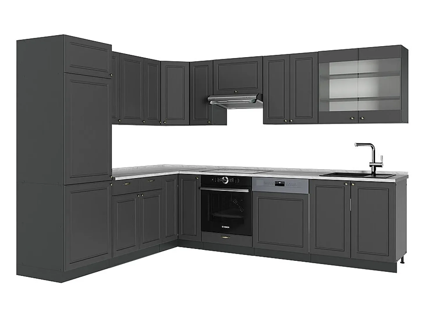 Cocina esquinera antracita-oro landhaus 287x60x81.6 fame-line