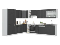 Cocina esquinera antracita-oro/blanco 347x60x81.6 fame-line